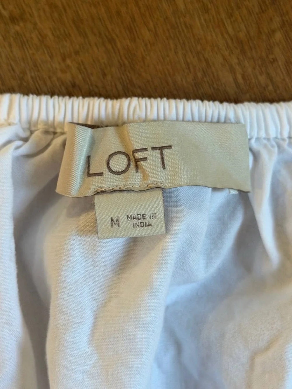 LOFT White Puff-Sleeve Smocked Peplum Blouse